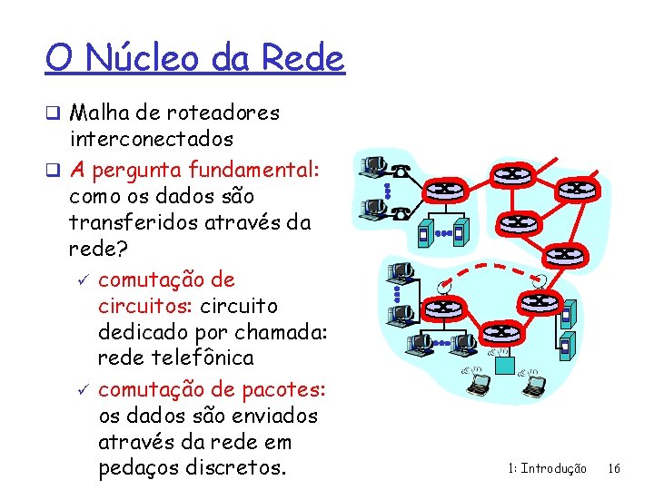 O Núcleo da Rede q Malha de roteadores interconectados q A pergunta fundamental: como