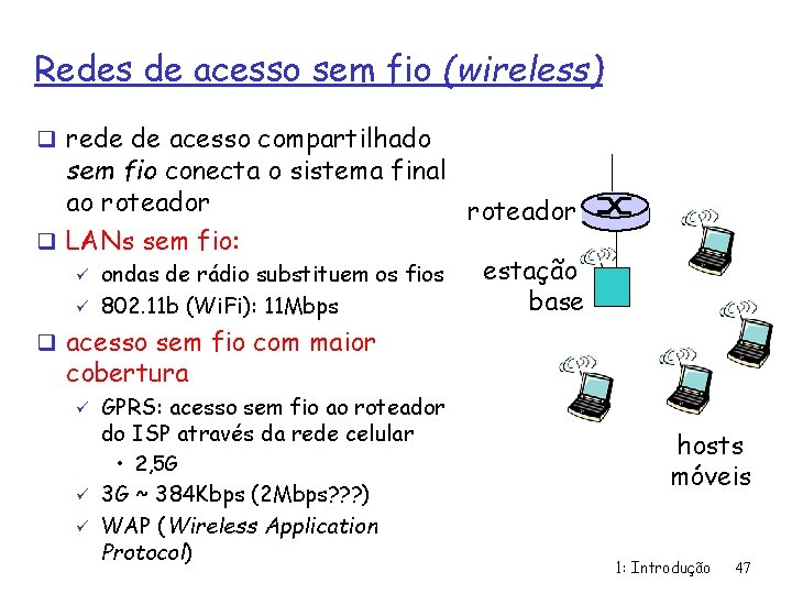 Redes de acesso sem fio (wireless) q rede de acesso compartilhado sem fio conecta