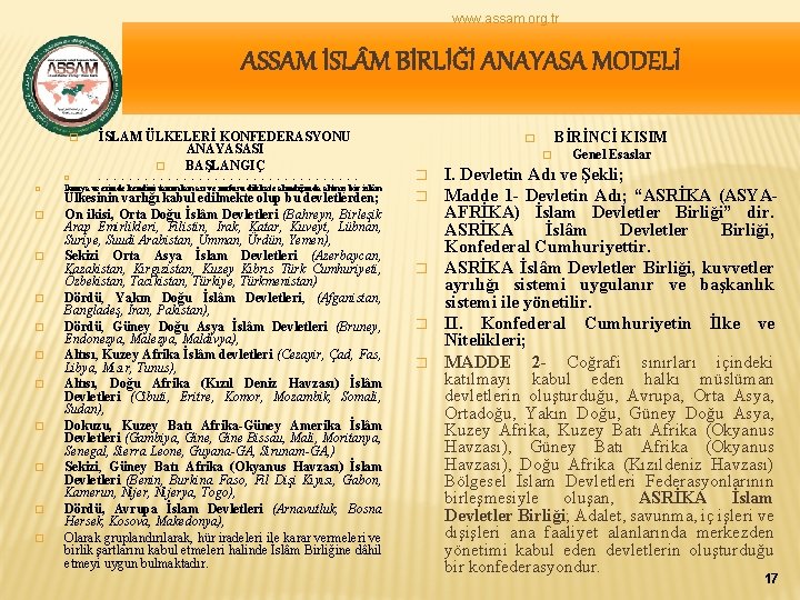 www. assam. org. tr ASSAM İSL M BİRLİĞİ ANAYASA MODELİ � � � �