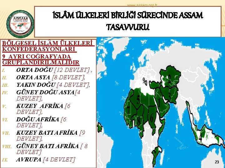 www. assam. org. tr İSL M ÜLKELERİ BİRLİĞİ SÜRECİNDE ASSAM TASAVVURU BÖLGESEL İSL M