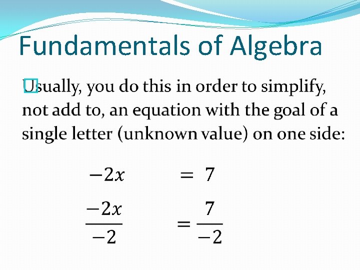 Fundamentals of Algebra � 