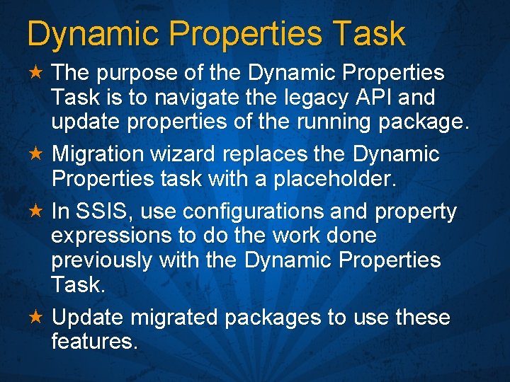 Dynamic Properties Task « The purpose of the Dynamic Properties Task is to navigate