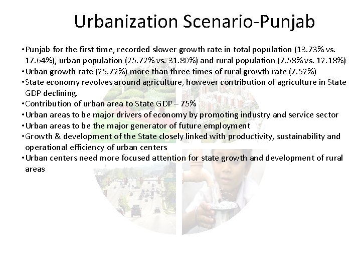 Urbanization Scenario-Punjab • Punjab for the first time, recorded slower growth rate in total