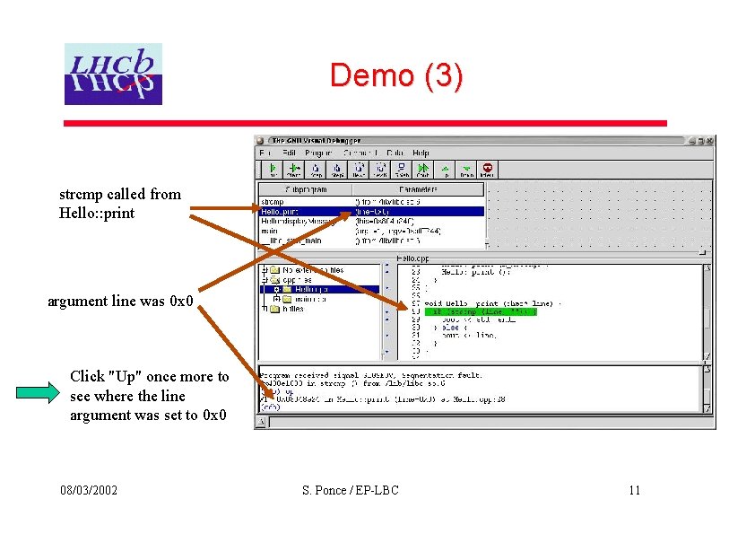 Demo (3) strcmp called from Hello: : print argument line was 0 x 0