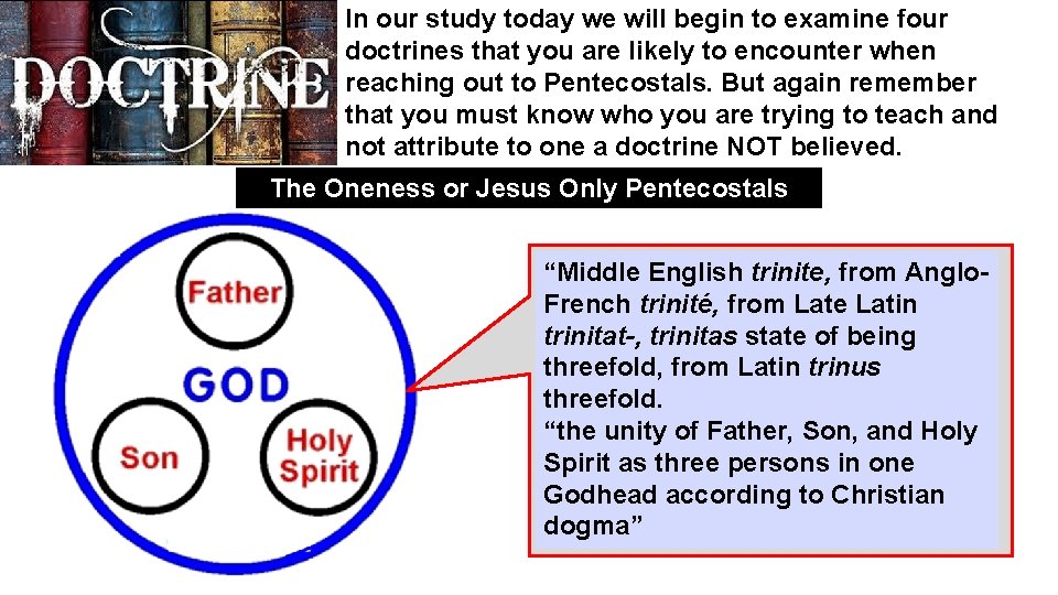 In our study today we will begin to examine four doctrines that you are
