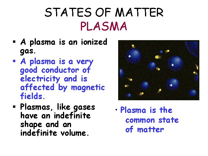 STATES OF MATTER PLASMA § A plasma is an ionized gas. § A plasma