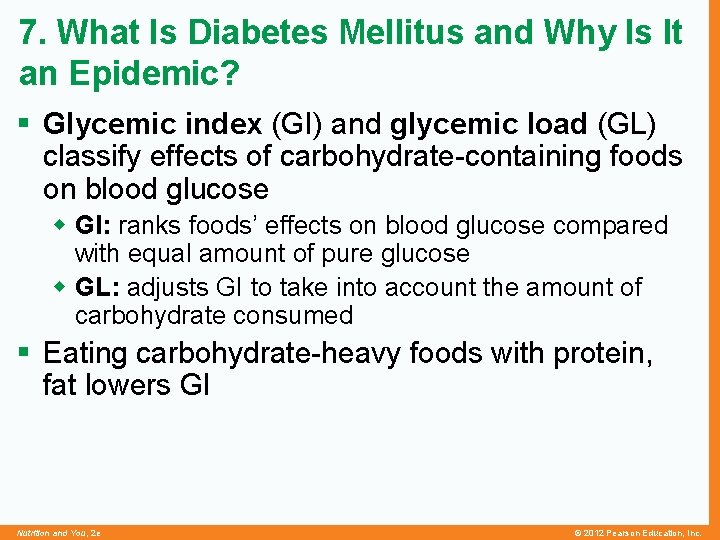 7. What Is Diabetes Mellitus and Why Is It an Epidemic? § Glycemic index