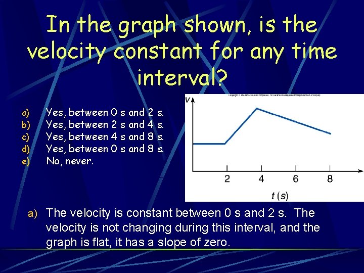 In the graph shown, is the velocity constant for any time interval? a) b)