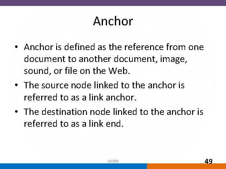 Anchor • Anchor is defined as the reference from one document to another document,