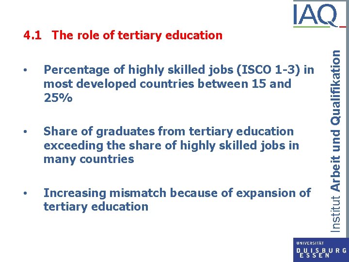  • Percentage of highly skilled jobs (ISCO 1 -3) in most developed countries
