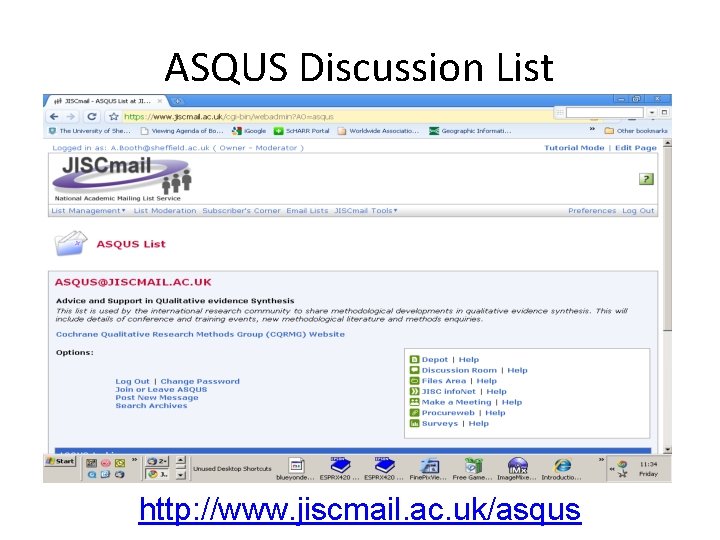 ASQUS Discussion List http: //www. jiscmail. ac. uk/asqus 