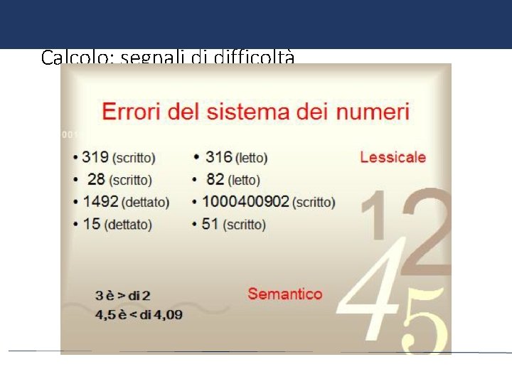 Calcolo: segnali di difficoltà 