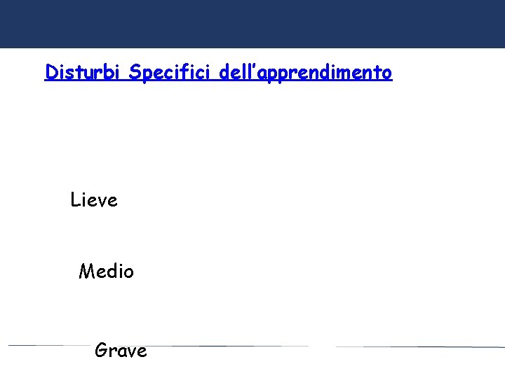 Disturbi Specifici dell’apprendimento Lieve Medio Grave 