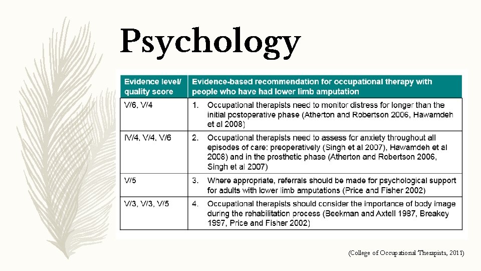 Psychology (College of Occupational Therapists, 2011) 