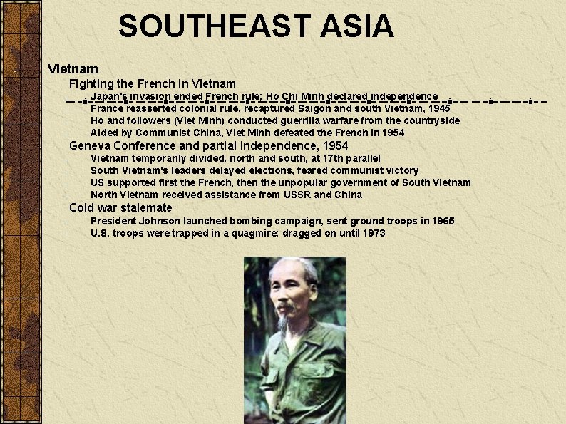 SOUTHEAST ASIA Vietnam Fighting the French in Vietnam Japan's invasion ended French rule; Ho