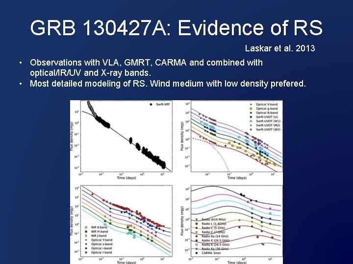 GRB 130427 A: Evidence of RS Laskar et al. 2013 • Observations with VLA,