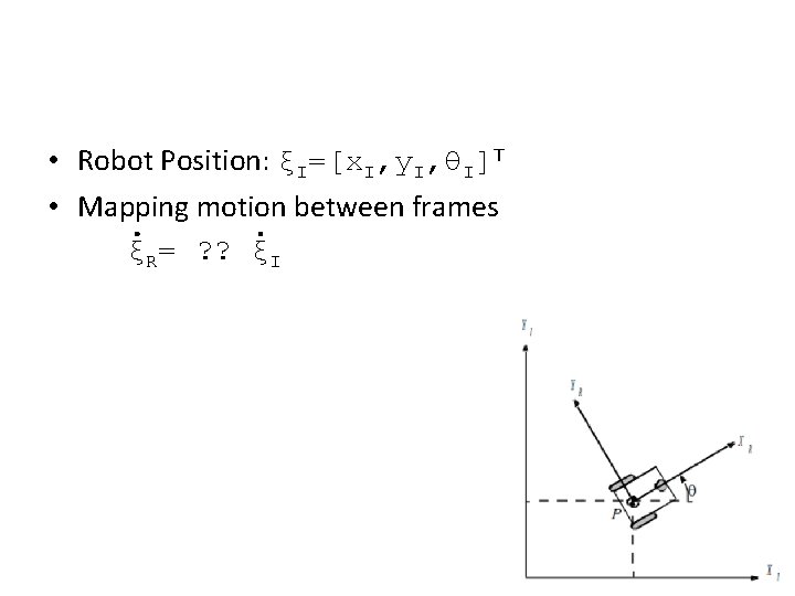  • Robot Position: ξI=[x. I, y. I, θI]T • Mapping motion between frames