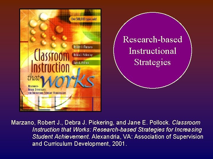 Research-based Instructional Strategies Marzano, Robert J. , Debra J. Pickering, and Jane E. Pollock.