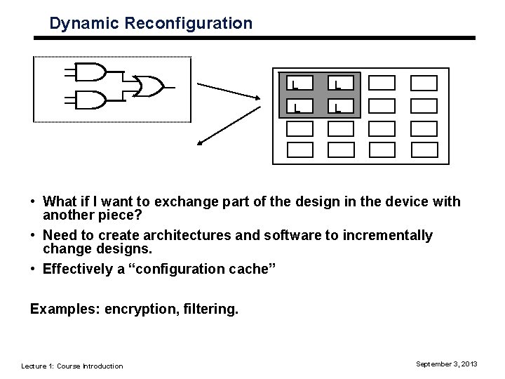 Dynamic Reconfiguration L L • What if I want to exchange part of the