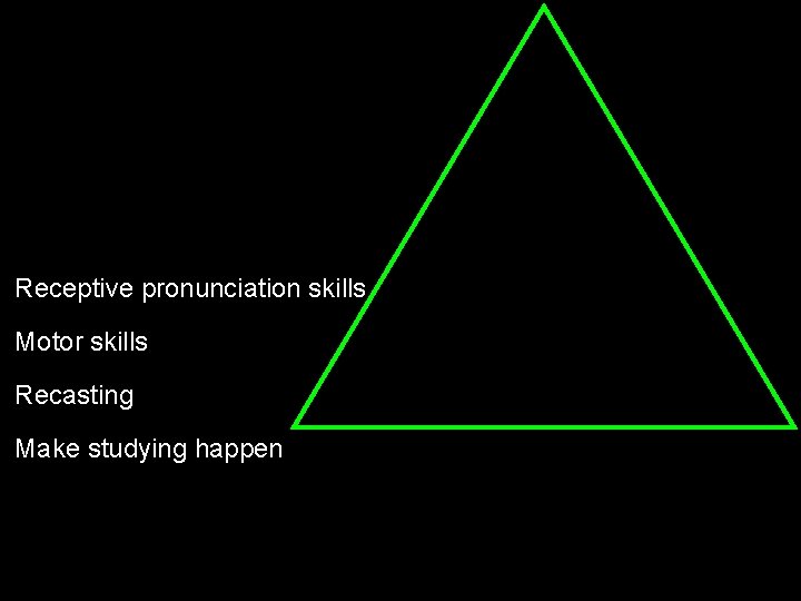 Receptive pronunciation skills Motor skills Recasting Make studying happen 