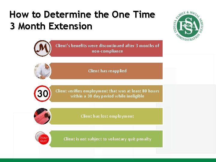 How to Determine the One Time 3 Month Extension Client’s benefits were discontinued after