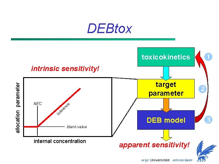 DEBtox toxicokinetics allocation parameter intrinsic sensitivity! target parameter NEC ce n ra le to