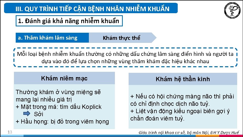 III. QUY TRÌNH TIẾP CẬN BỆNH NH N NHIỄM KHUẨN 1. Đánh giá khả