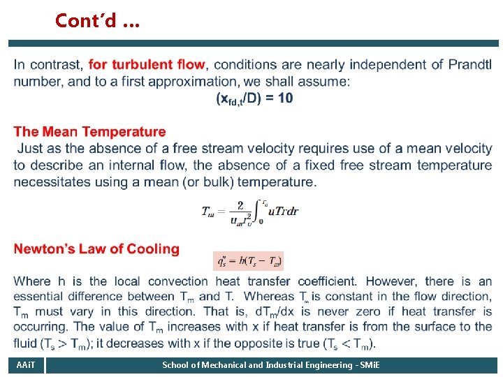 Cont’d … AAi. T School of Mechanical and Industrial Engineering - SMi. E 