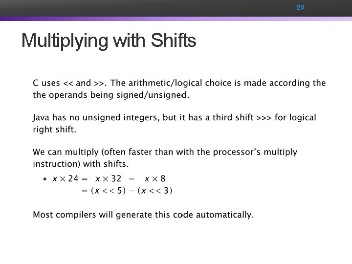 20 Multiplying with Shifts 