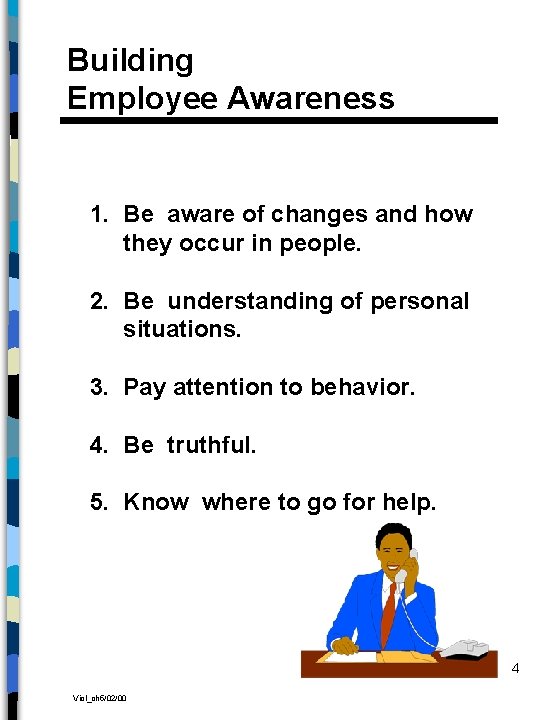 Building Employee Awareness 1. Be aware of changes and how they occur in people.