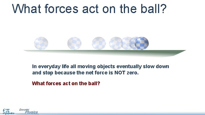 What forces act on the ball? In everyday life all moving objects eventually slow