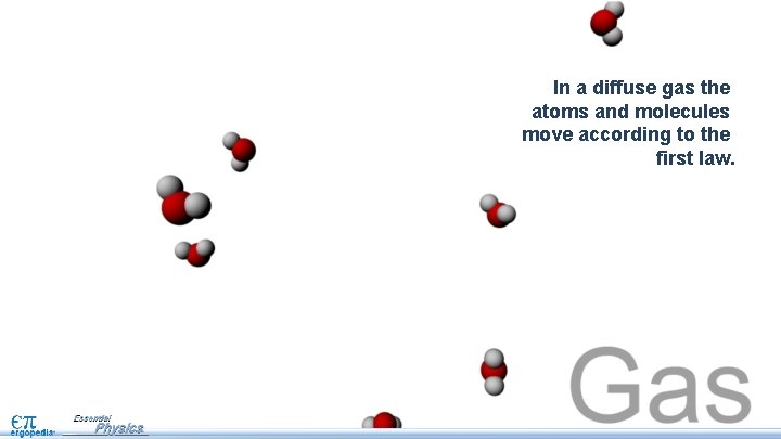 In a diffuse gas the atoms and molecules move according to the first law.