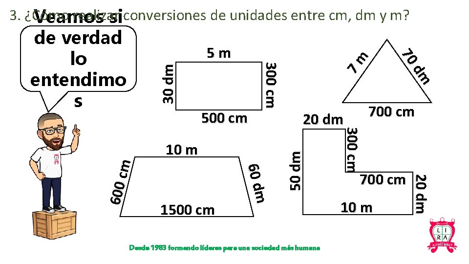 3. ¿Cómo realizar Veamos siconversiones de unidades entre cm, dm y m? 7 m
