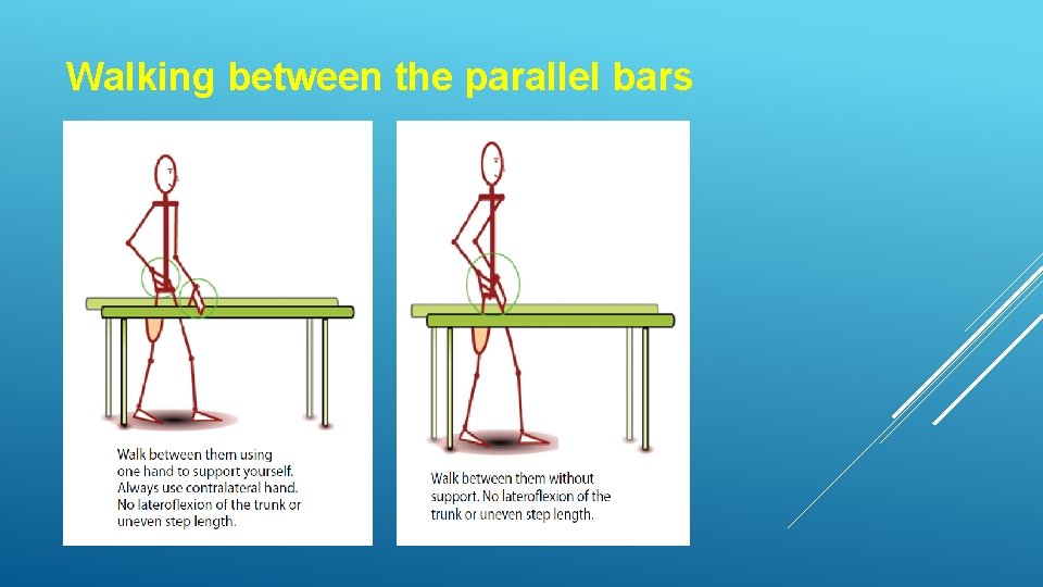 Walking between the parallel bars 