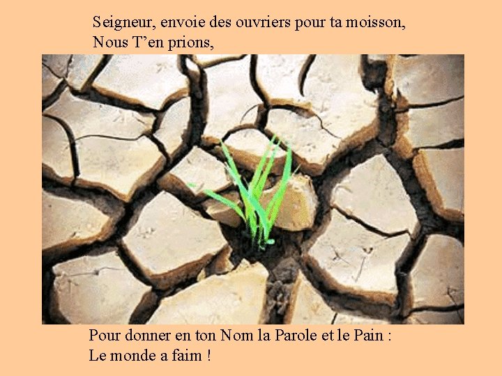 Seigneur, envoie des ouvriers pour ta moisson, Nous T’en prions, Pour donner en ton