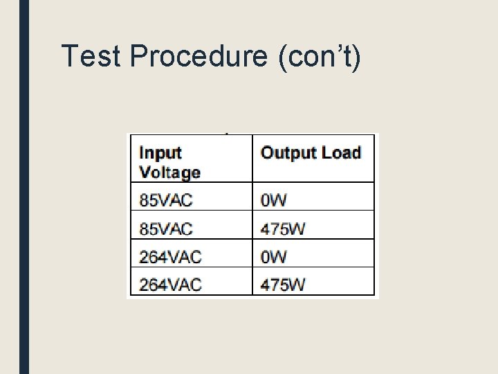 Test Procedure (con’t) 