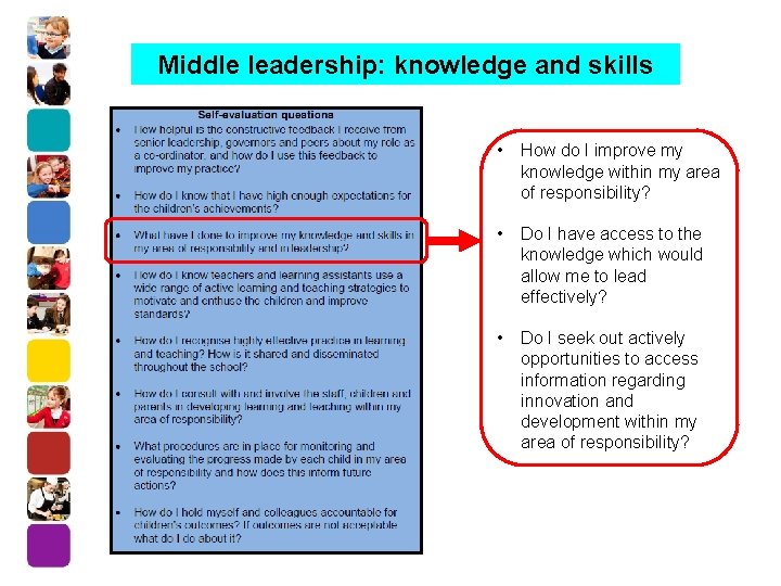 Middle leadership: knowledge and skills • How do I improve my knowledge within my