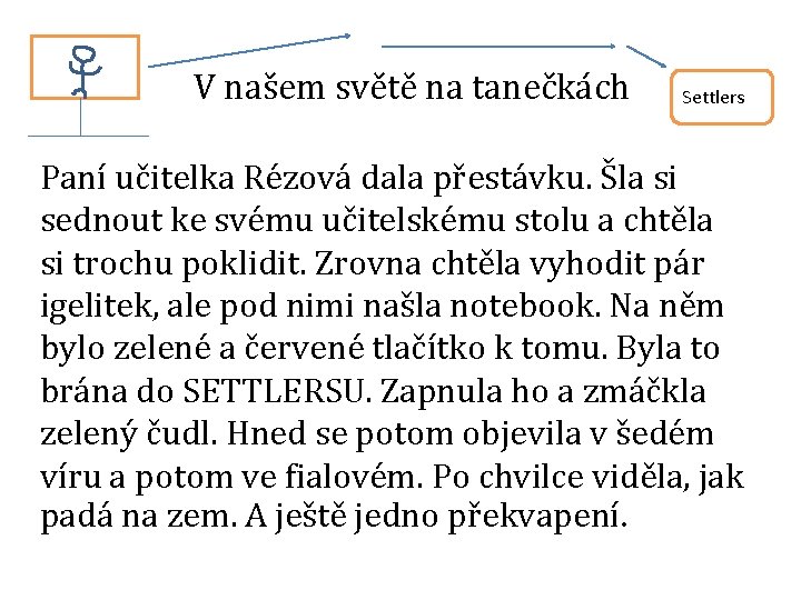 V našem světě na tanečkách Settlers Paní učitelka Rézová dala přestávku. Šla si sednout