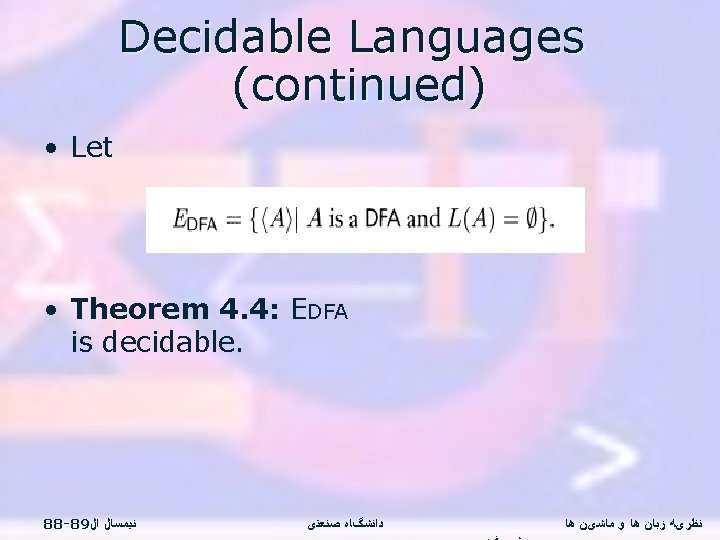 Decidable Languages continued Theorem 4 9 Every contextfree