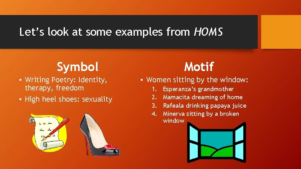 Let’s look at some examples from HOMS Motif Symbol • Writing Poetry: Identity, therapy,
