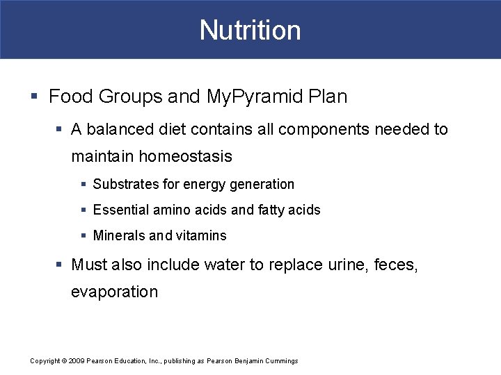 Nutrition § Food Groups and My. Pyramid Plan § A balanced diet contains all