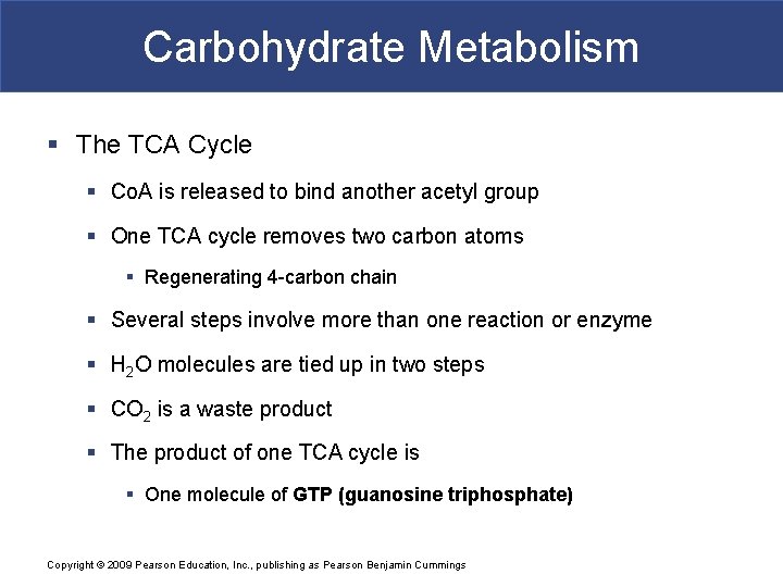 Carbohydrate Metabolism § The TCA Cycle § Co. A is released to bind another