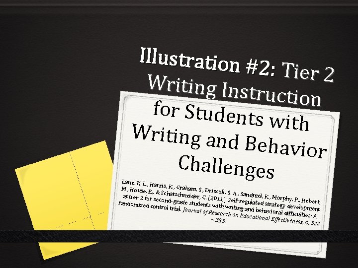 Illustration #2: Tier 2 Writing Ins truction for Student s with Writing and Behavior