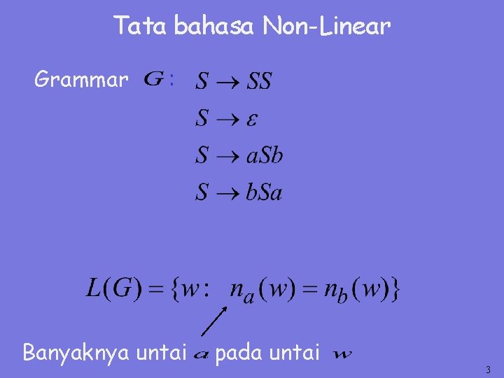 Tata bahasa Non-Linear Grammar : Banyaknya untai pada untai 3 