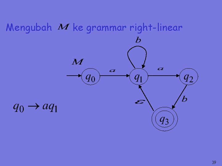 Mengubah ke grammar right-linear 39 