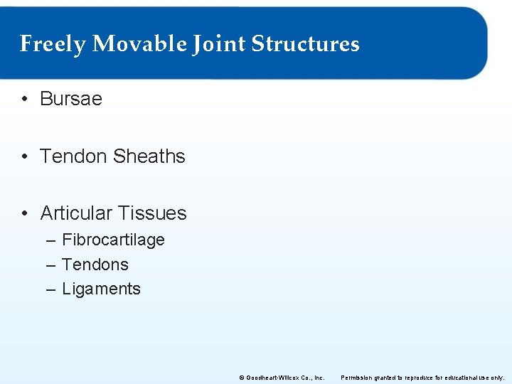 Freely Movable Joint Structures • Bursae • Tendon Sheaths • Articular Tissues – Fibrocartilage Freely Movable Joint Structures • Bursae • Tendon Sheaths • Articular Tissues – Fibrocartilage