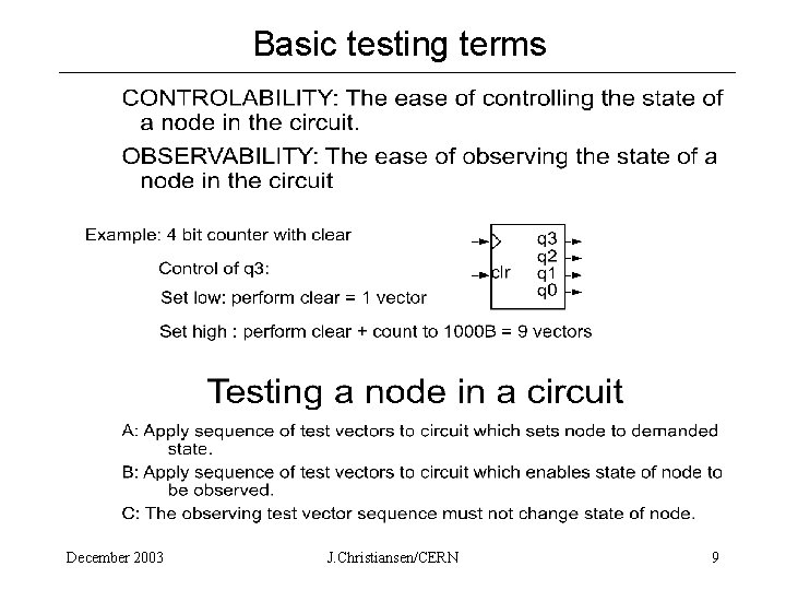 Basic testing terms December 2003 J. Christiansen/CERN 9 