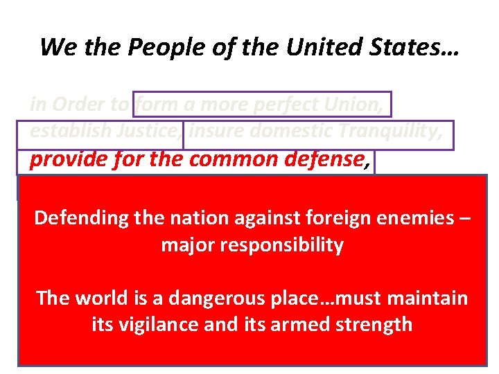 We the People of the United States… in Order to form a more perfect We the People of the United States… in Order to form a more perfect