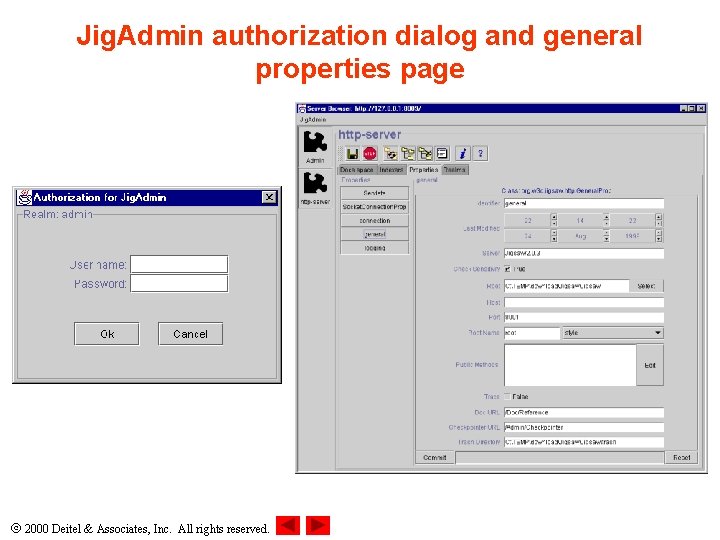 Jig. Admin authorization dialog and general properties page 2000 Deitel & Associates, Inc. All