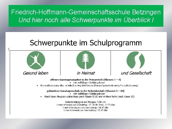 Friedrich-Hoffmann-Gemeinschaftsschule Betzingen Und hier noch alle Schwerpunkte im Überblick I 